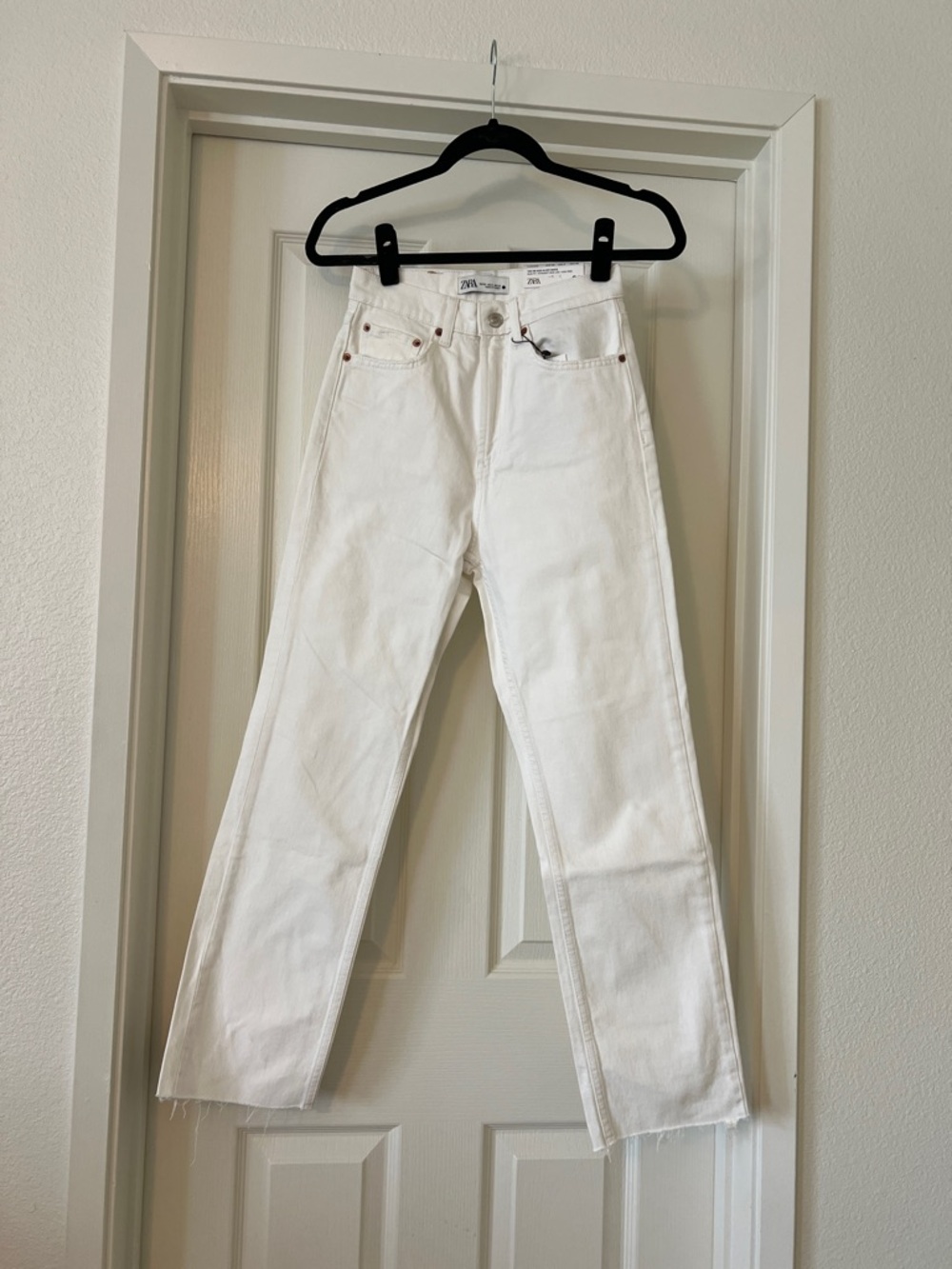 Zara high rise straight leg jeans White